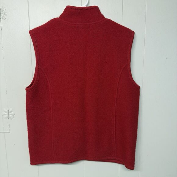 Coldwater Creek 100% Boiled  Wool Vest Full Zip Side Pockets Red Women M EUC - Picture 11 of 11